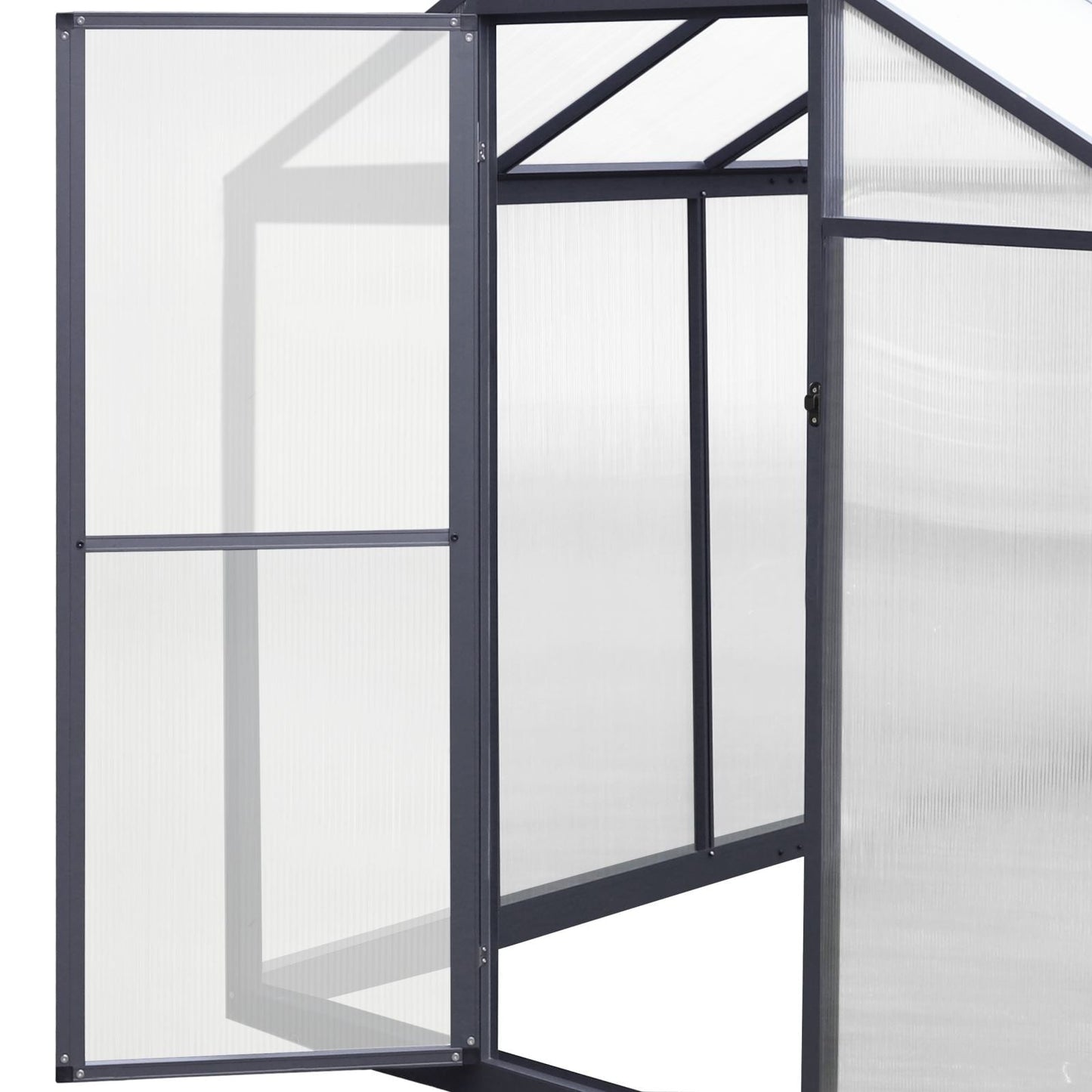 VEIKOUS Kit de serre de jardin à entrée latérale en aluminium avec fenêtre de toit réglable et porte verrouillable, gris.