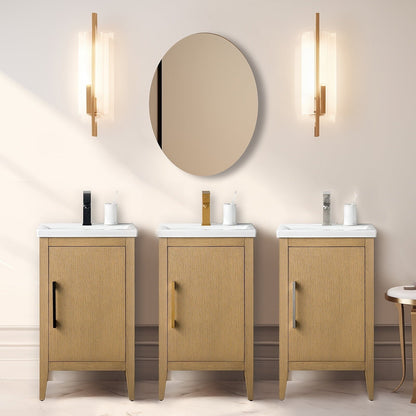 Meuble-lavabo de salle de bain Vanity Art à lavabo simple, 20, 24 ou 30 pouces, avec dessus en céramique.