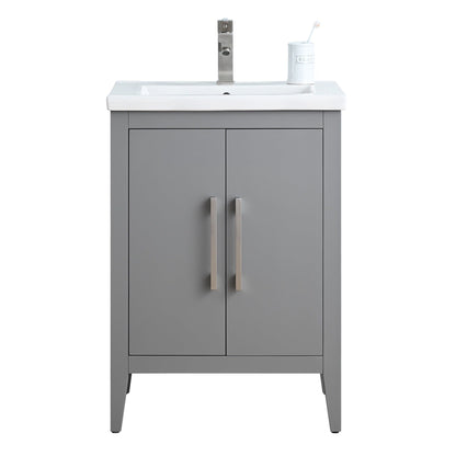 Meuble-lavabo de salle de bain Vanity Art à lavabo simple, 20, 24 ou 30 pouces, avec dessus en céramique.