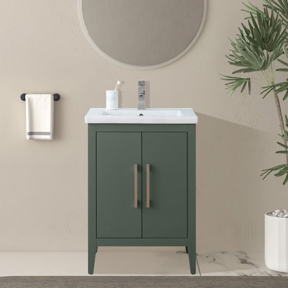Meuble-lavabo de salle de bain Vanity Art à lavabo simple, 20, 24 ou 30 pouces, avec dessus en céramique.