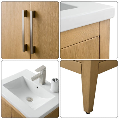 Meuble-lavabo de salle de bain Vanity Art à lavabo simple, 20, 24 ou 30 pouces, avec dessus en céramique.