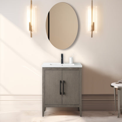 Meuble-lavabo de salle de bain Vanity Art à lavabo simple, 20, 24 ou 30 pouces, avec dessus en céramique.