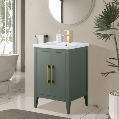 Meuble-lavabo de salle de bain Vanity Art à lavabo simple, 20, 24 ou 30 pouces, avec dessus en céramique.