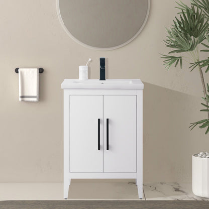 Meuble-lavabo de salle de bain Vanity Art à lavabo simple, 20, 24 ou 30 pouces, avec dessus en céramique.