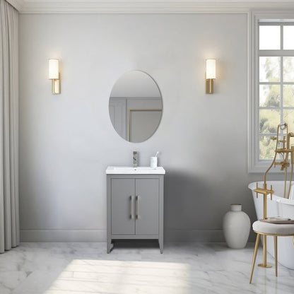 Meuble-lavabo de salle de bain Vanity Art à lavabo simple, 20, 24 ou 30 pouces, avec dessus en céramique.