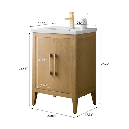 Meuble-lavabo de salle de bain Vanity Art à lavabo simple, 20, 24 ou 30 pouces, avec dessus en céramique.