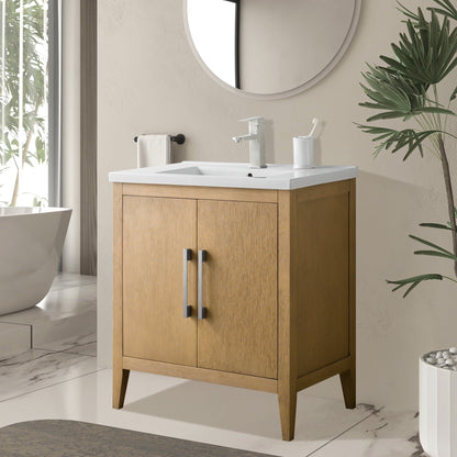 Meuble-lavabo de salle de bain Vanity Art à lavabo simple, 20, 24 ou 30 pouces, avec dessus en céramique.