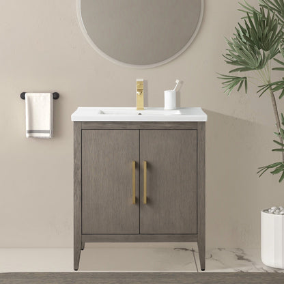 Meuble-lavabo de salle de bain Vanity Art à lavabo simple, 20, 24 ou 30 pouces, avec dessus en céramique.