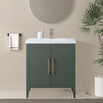 Meuble-lavabo de salle de bain Vanity Art à lavabo simple, 20, 24 ou 30 pouces, avec dessus en céramique.