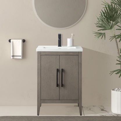 Meuble-lavabo de salle de bain Vanity Art à lavabo simple, 20, 24 ou 30 pouces, avec dessus en céramique.