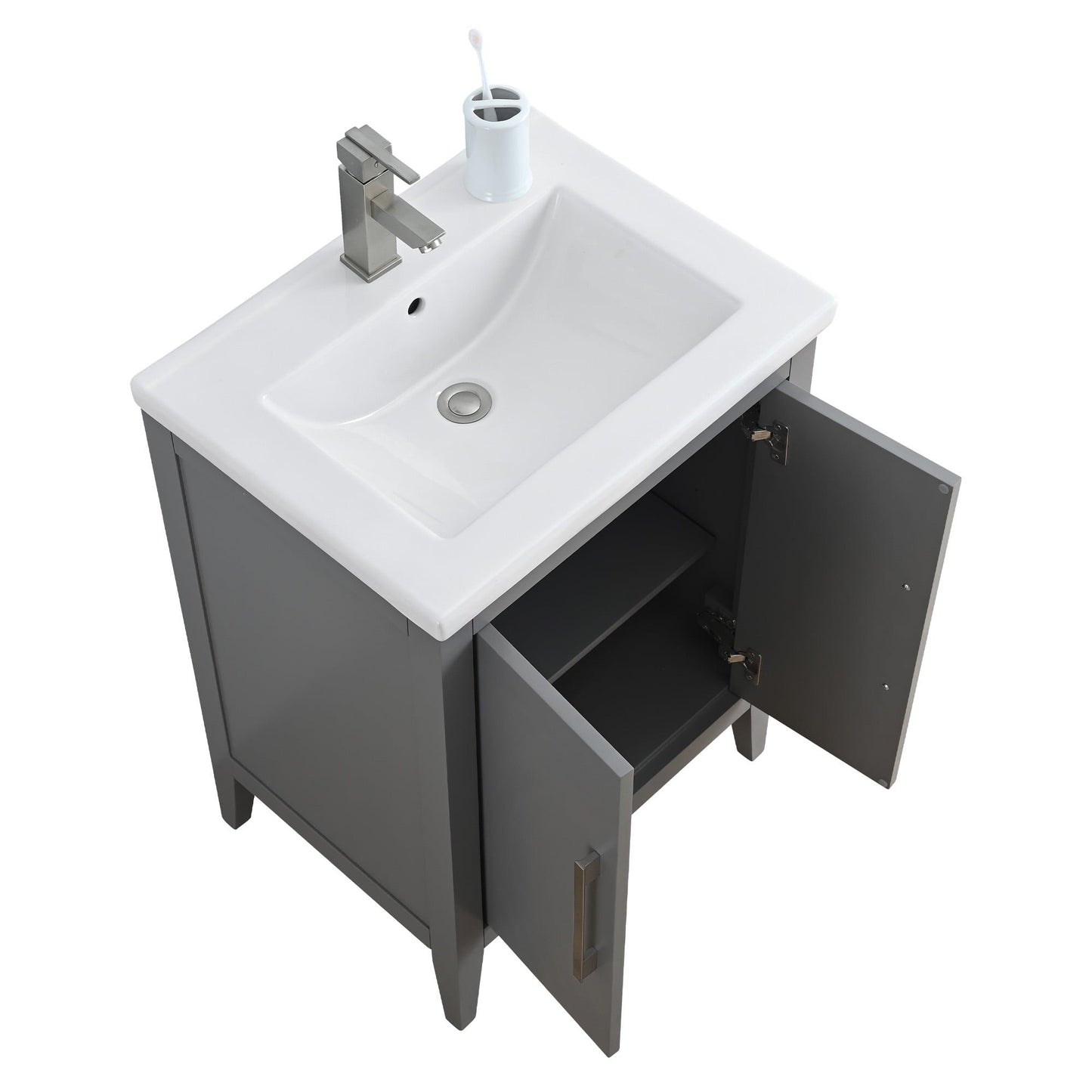 Meuble-lavabo de salle de bain Vanity Art à lavabo simple, 20, 24 ou 30 pouces, avec dessus en céramique.