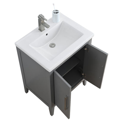 Meuble-lavabo de salle de bain Vanity Art à lavabo simple, 20, 24 ou 30 pouces, avec dessus en céramique.