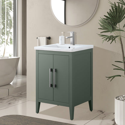 Meuble-lavabo de salle de bain Vanity Art à lavabo simple, 20, 24 ou 30 pouces, avec dessus en céramique.