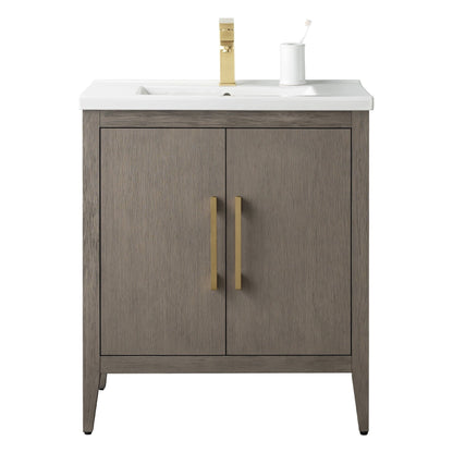 Meuble-lavabo de salle de bain Vanity Art à lavabo simple, 20, 24 ou 30 pouces, avec dessus en céramique.