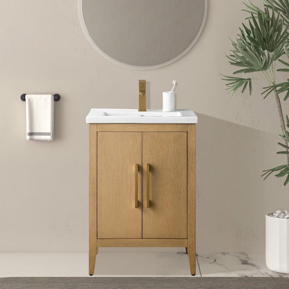 Meuble-lavabo de salle de bain Vanity Art à lavabo simple, 20, 24 ou 30 pouces, avec dessus en céramique.