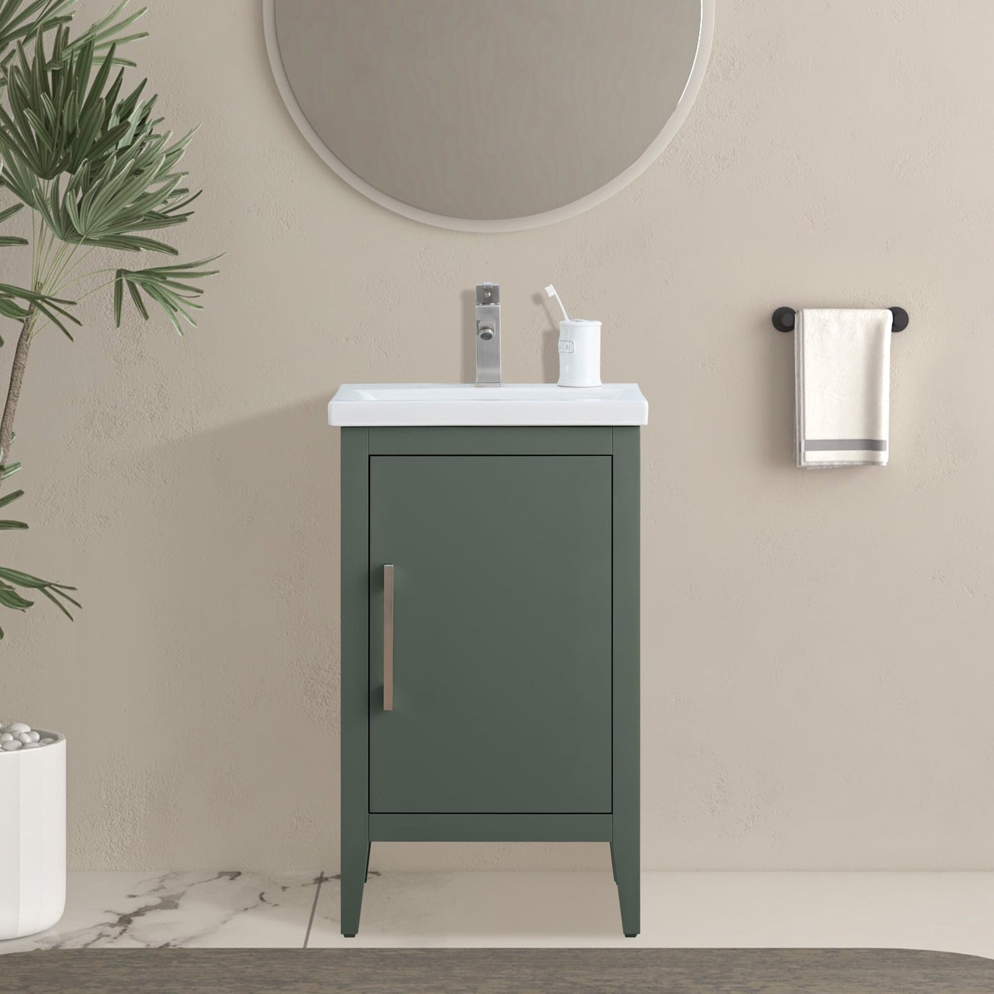 Meuble-lavabo de salle de bain Vanity Art à lavabo simple, 20, 24 ou 30 pouces, avec dessus en céramique.