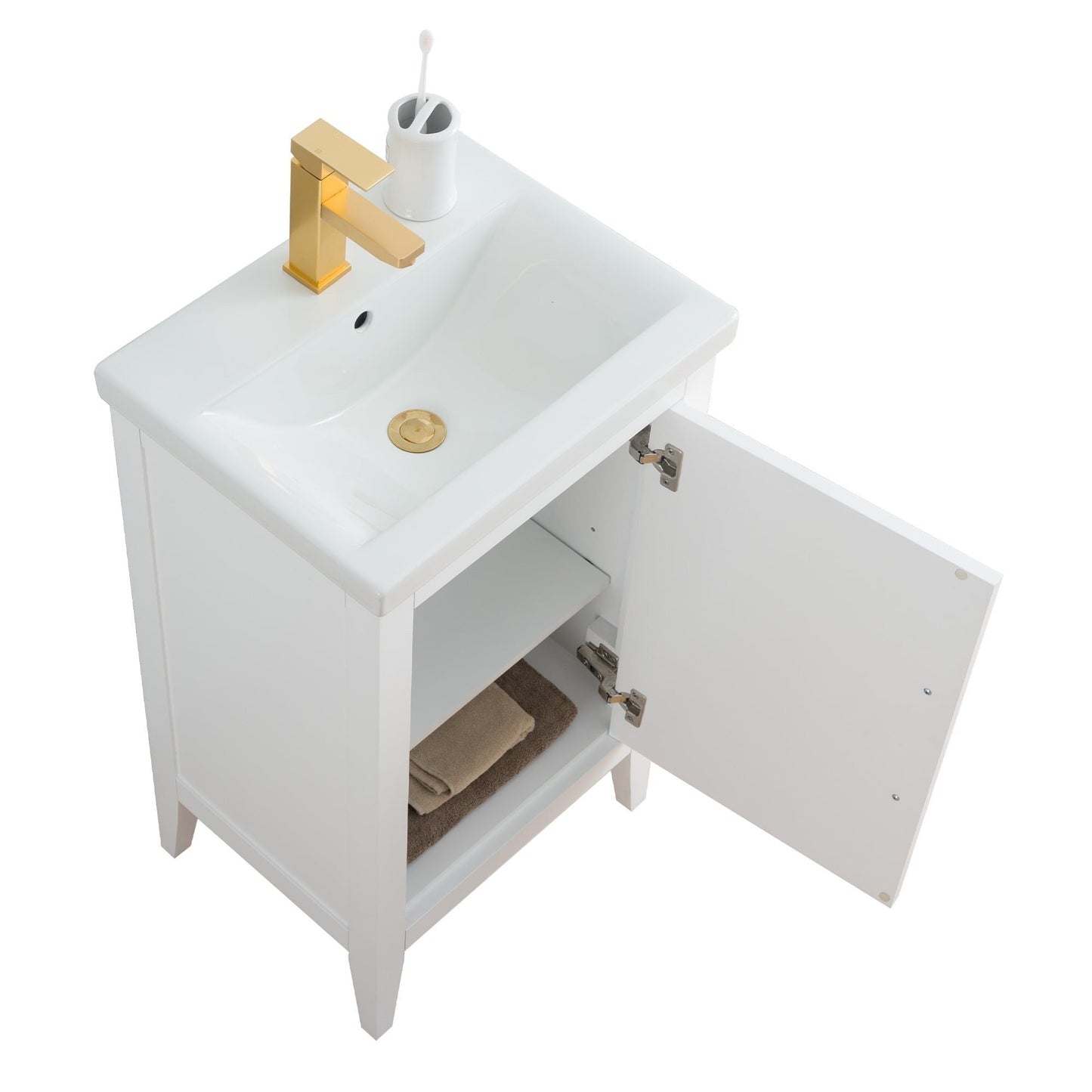 Meuble-lavabo de salle de bain Vanity Art à lavabo simple, 20, 24 ou 30 pouces, avec dessus en céramique.