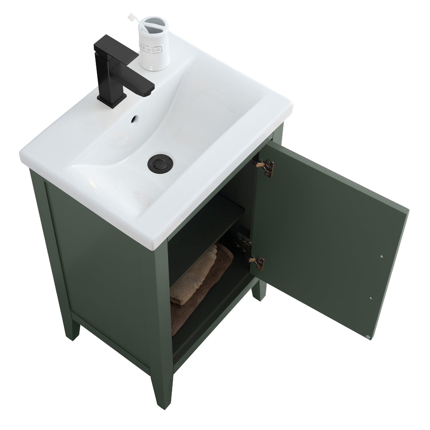 Meuble-lavabo de salle de bain Vanity Art à lavabo simple, 20, 24 ou 30 pouces, avec dessus en céramique.