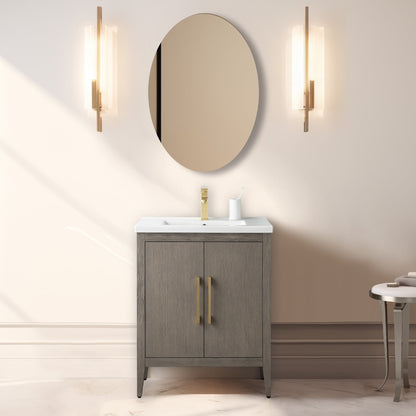 Meuble-lavabo de salle de bain Vanity Art à lavabo simple, 20, 24 ou 30 pouces, avec dessus en céramique.