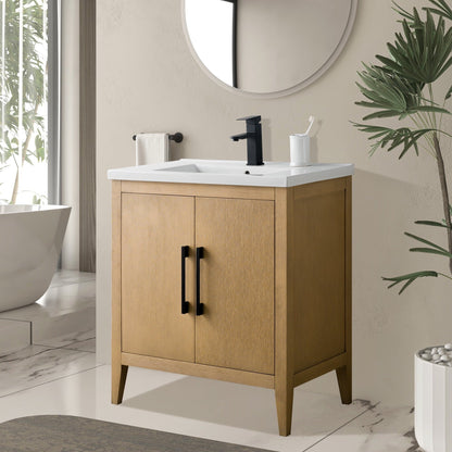 Meuble-lavabo de salle de bain Vanity Art à lavabo simple, 20, 24 ou 30 pouces, avec dessus en céramique.