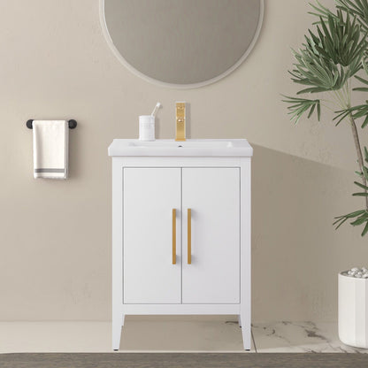 Meuble-lavabo de salle de bain Vanity Art à lavabo simple, 20, 24 ou 30 pouces, avec dessus en céramique.