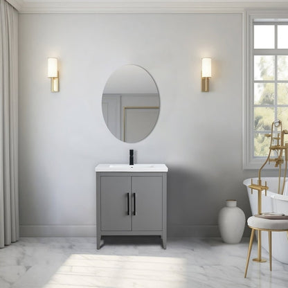 Meuble-lavabo de salle de bain Vanity Art à lavabo simple, 20, 24 ou 30 pouces, avec dessus en céramique.