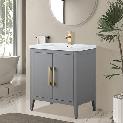Meuble-lavabo de salle de bain Vanity Art à lavabo simple, 20, 24 ou 30 pouces, avec dessus en céramique.