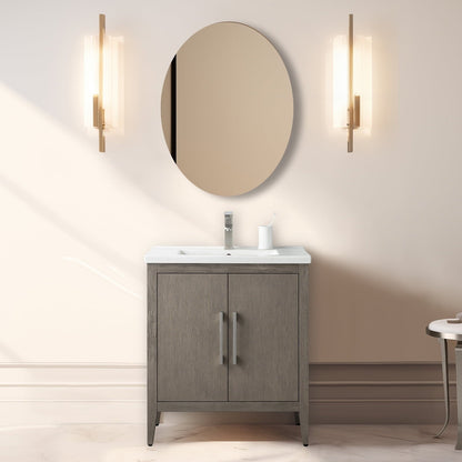 Meuble-lavabo de salle de bain Vanity Art à lavabo simple, 20, 24 ou 30 pouces, avec dessus en céramique.