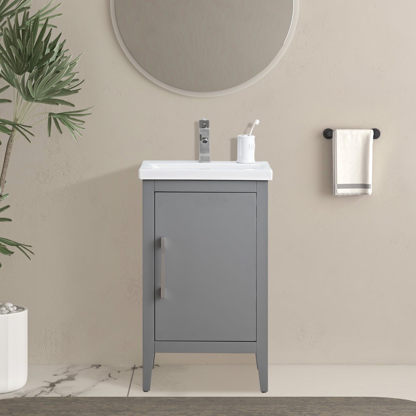 Meuble-lavabo de salle de bain Vanity Art à lavabo simple, 20, 24 ou 30 pouces, avec dessus en céramique.
