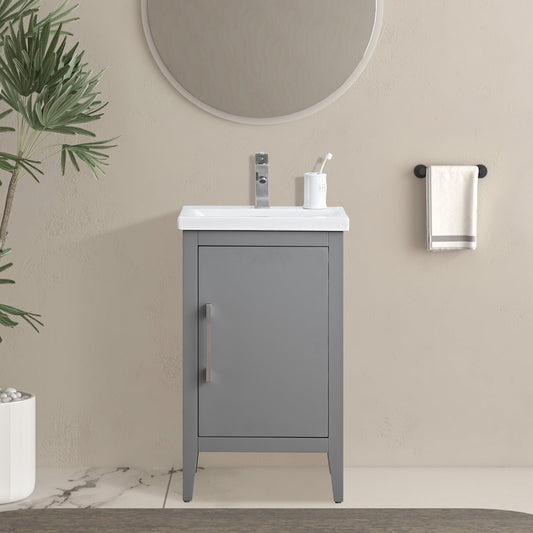 Meuble-lavabo de salle de bain Vanity Art à lavabo simple, 20, 24 ou 30 pouces, avec dessus en céramique.
