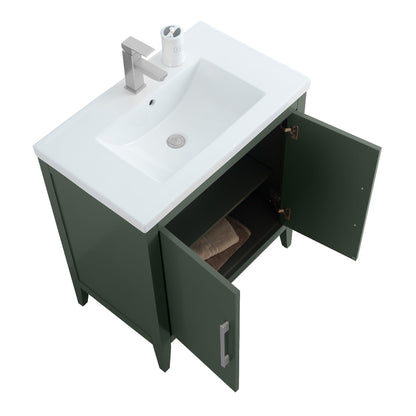 Meuble-lavabo de salle de bain Vanity Art à lavabo simple, 20, 24 ou 30 pouces, avec dessus en céramique.