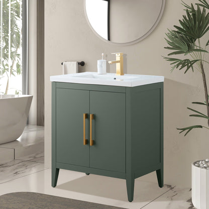 Meuble-lavabo de salle de bain Vanity Art à lavabo simple, 20, 24 ou 30 pouces, avec dessus en céramique.