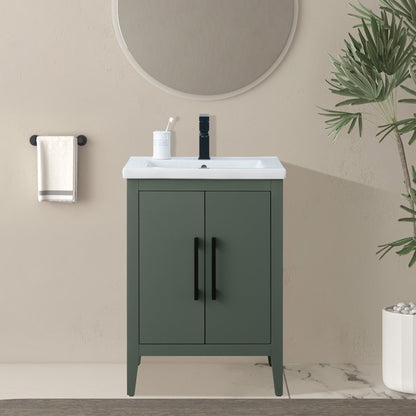 Meuble-lavabo de salle de bain Vanity Art à lavabo simple, 20, 24 ou 30 pouces, avec dessus en céramique.