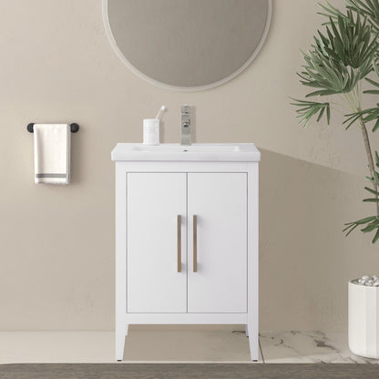 Meuble-lavabo de salle de bain Vanity Art à lavabo simple, 20, 24 ou 30 pouces, avec dessus en céramique.