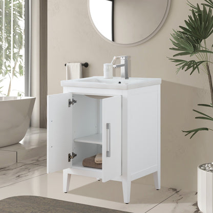 Meuble-lavabo de salle de bain Vanity Art à lavabo simple, 20, 24 ou 30 pouces, avec dessus en céramique.