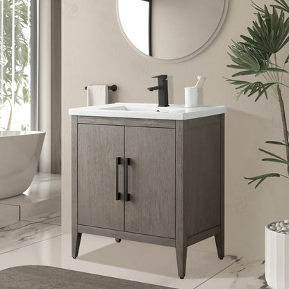 Meuble-lavabo de salle de bain Vanity Art à lavabo simple, 20, 24 ou 30 pouces, avec dessus en céramique.