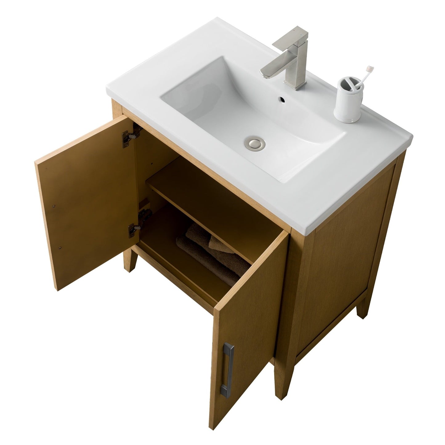 Meuble-lavabo de salle de bain Vanity Art à lavabo simple, 20, 24 ou 30 pouces, avec dessus en céramique.
