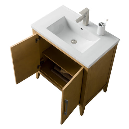 Meuble-lavabo de salle de bain Vanity Art à lavabo simple, 20, 24 ou 30 pouces, avec dessus en céramique.