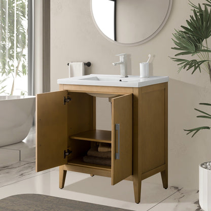 Meuble-lavabo de salle de bain Vanity Art à lavabo simple, 20, 24 ou 30 pouces, avec dessus en céramique.