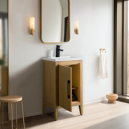 Meuble-lavabo de salle de bain Vanity Art à lavabo simple, 20, 24 ou 30 pouces, avec dessus en céramique.