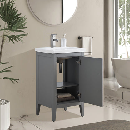 Meuble-lavabo de salle de bain Vanity Art à lavabo simple, 20, 24 ou 30 pouces, avec dessus en céramique.