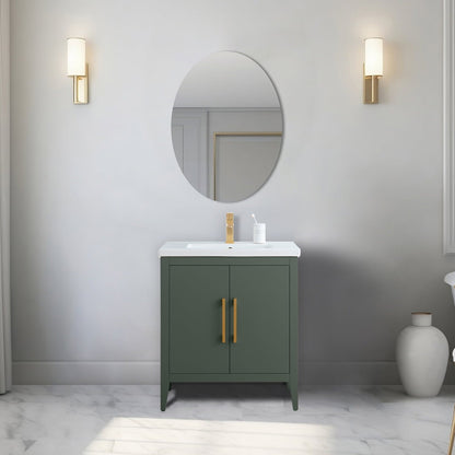 Meuble-lavabo de salle de bain Vanity Art à lavabo simple, 20, 24 ou 30 pouces, avec dessus en céramique.