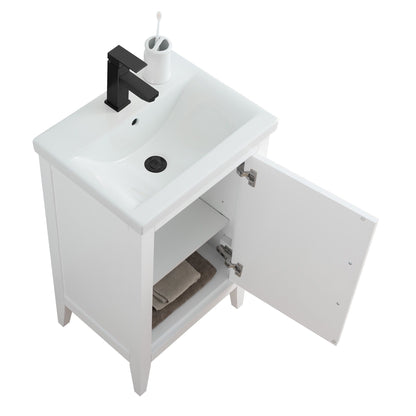 Meuble-lavabo de salle de bain Vanity Art à lavabo simple, 20, 24 ou 30 pouces, avec dessus en céramique.