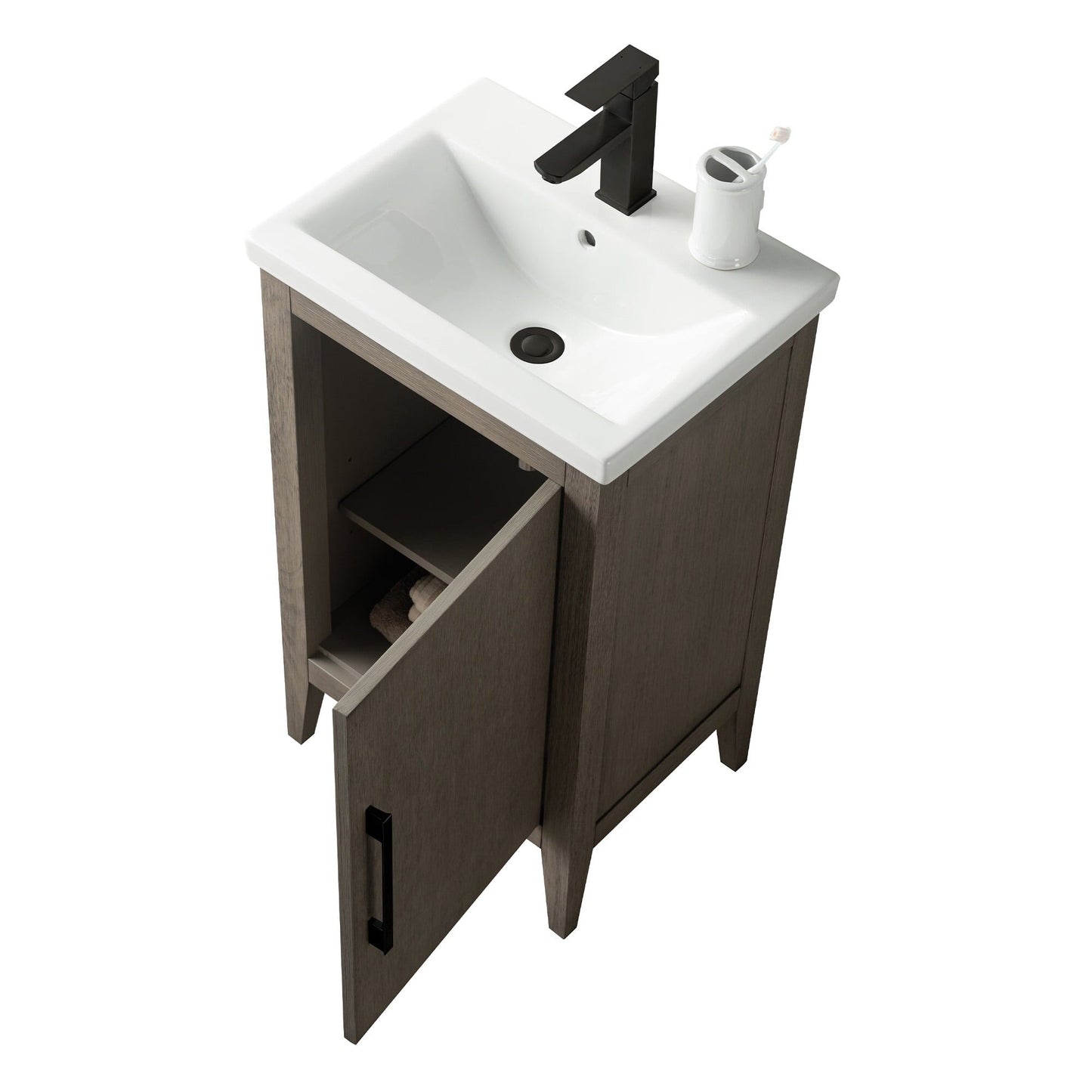 Meuble-lavabo de salle de bain Vanity Art à lavabo simple, 20, 24 ou 30 pouces, avec dessus en céramique.