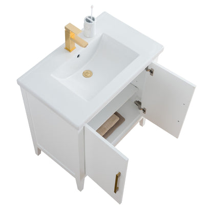 Meuble-lavabo de salle de bain Vanity Art à lavabo simple, 20, 24 ou 30 pouces, avec dessus en céramique.
