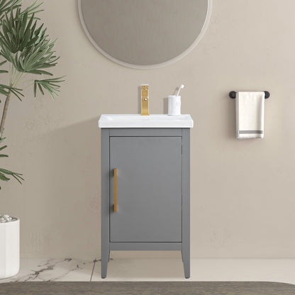 Meuble-lavabo de salle de bain Vanity Art à lavabo simple, 20, 24 ou 30 pouces, avec dessus en céramique.