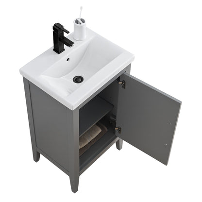 Meuble-lavabo de salle de bain Vanity Art à lavabo simple, 20, 24 ou 30 pouces, avec dessus en céramique.