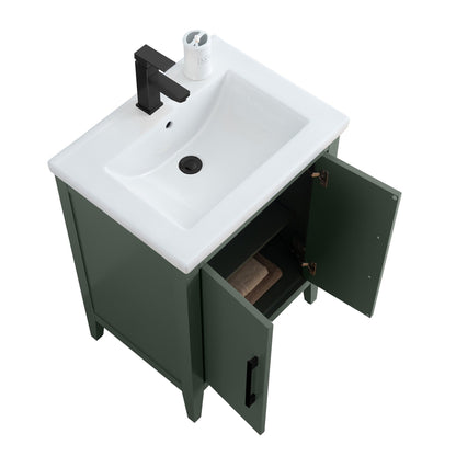 Meuble-lavabo de salle de bain Vanity Art à lavabo simple, 20, 24 ou 30 pouces, avec dessus en céramique.