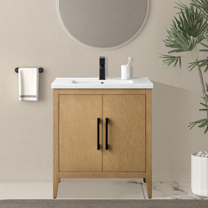 Meuble-lavabo de salle de bain Vanity Art à lavabo simple, 20, 24 ou 30 pouces, avec dessus en céramique.
