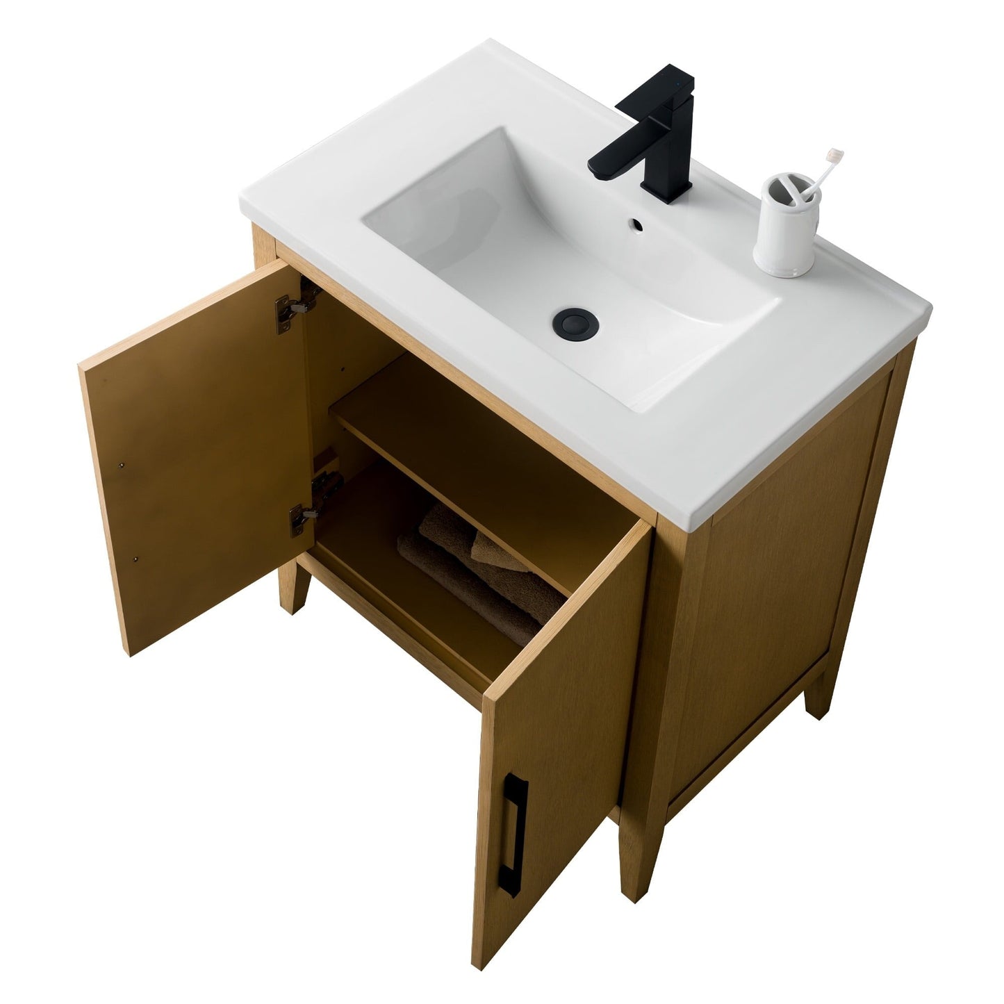 Meuble-lavabo de salle de bain Vanity Art à lavabo simple, 20, 24 ou 30 pouces, avec dessus en céramique.